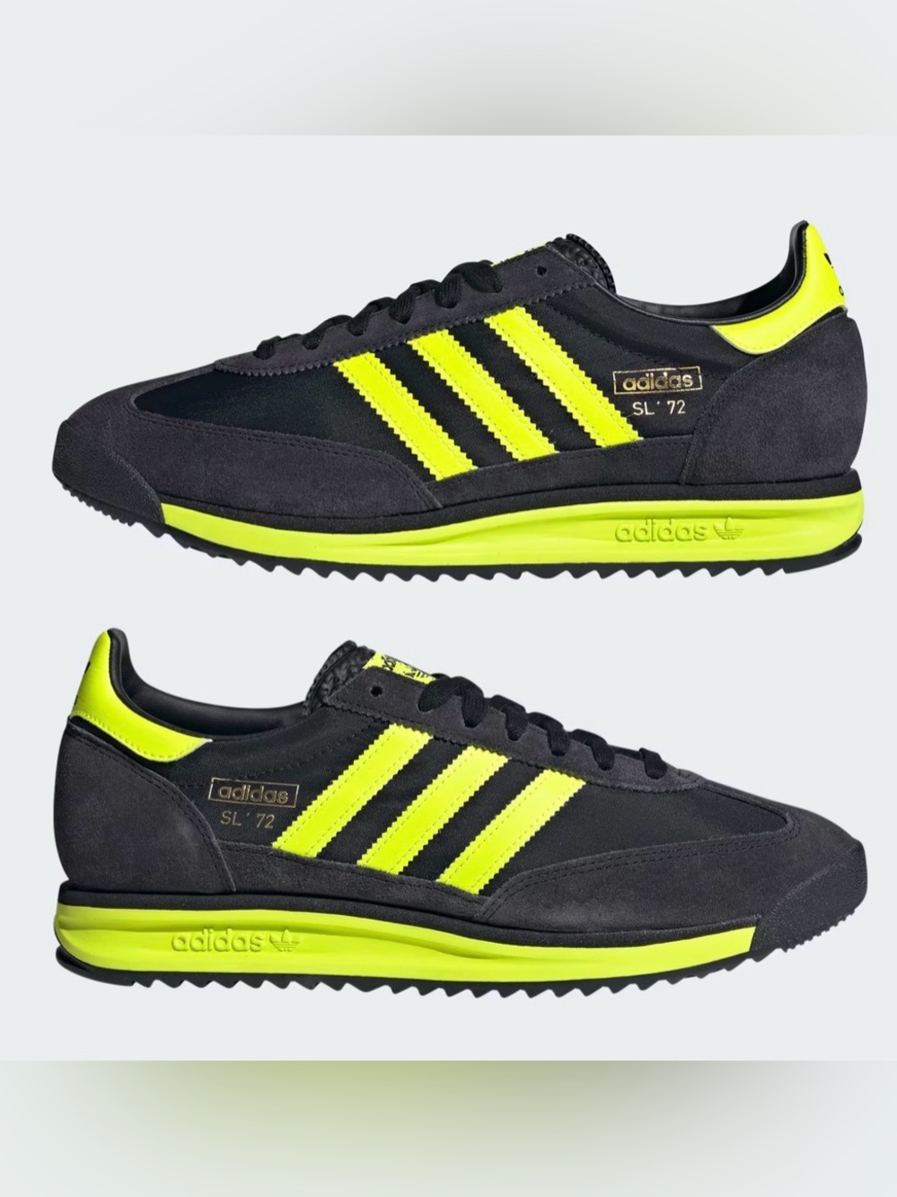 Adidas Originals SL 72 RS Men 9.5 Shoe Black Yellow Classic Athletic Sneaker
